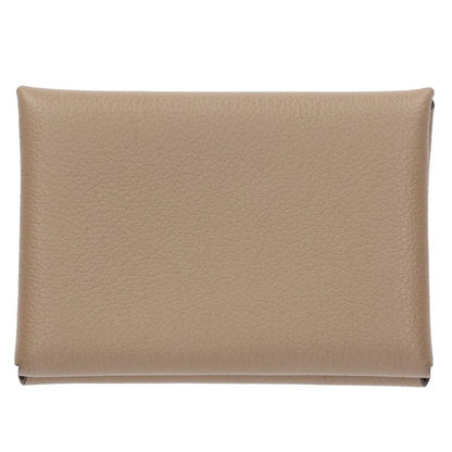 HERMES Calvi Duo Leather Coin Case Beige Size ONE SIZE