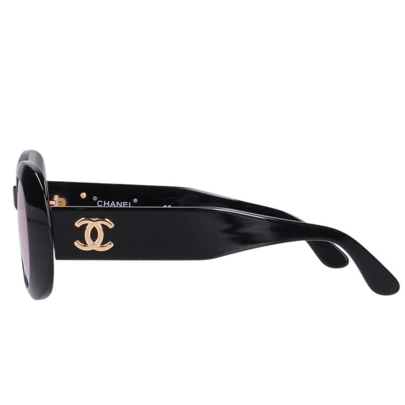 CHANEL Oval Shape Sunglasses Black Size ONE SIZE