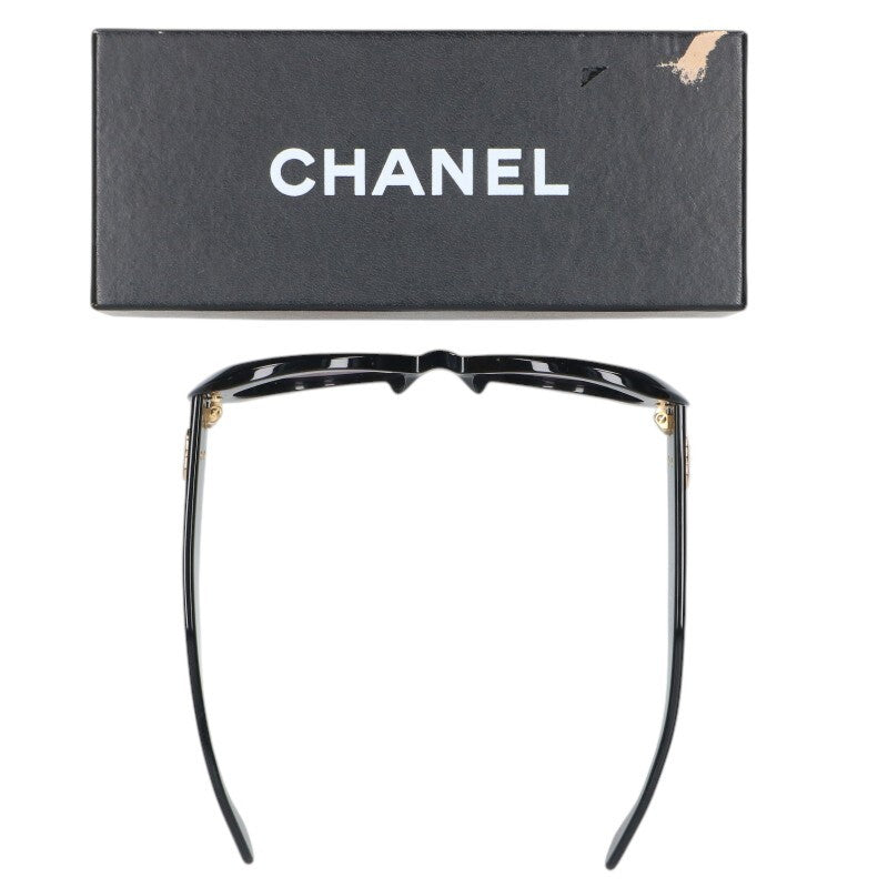 CHANEL Oval Shape Sunglasses Black Size ONE SIZE