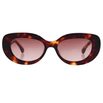CHANEL Oval Shape Sunglasses Brown/Beige Size ONE SIZE