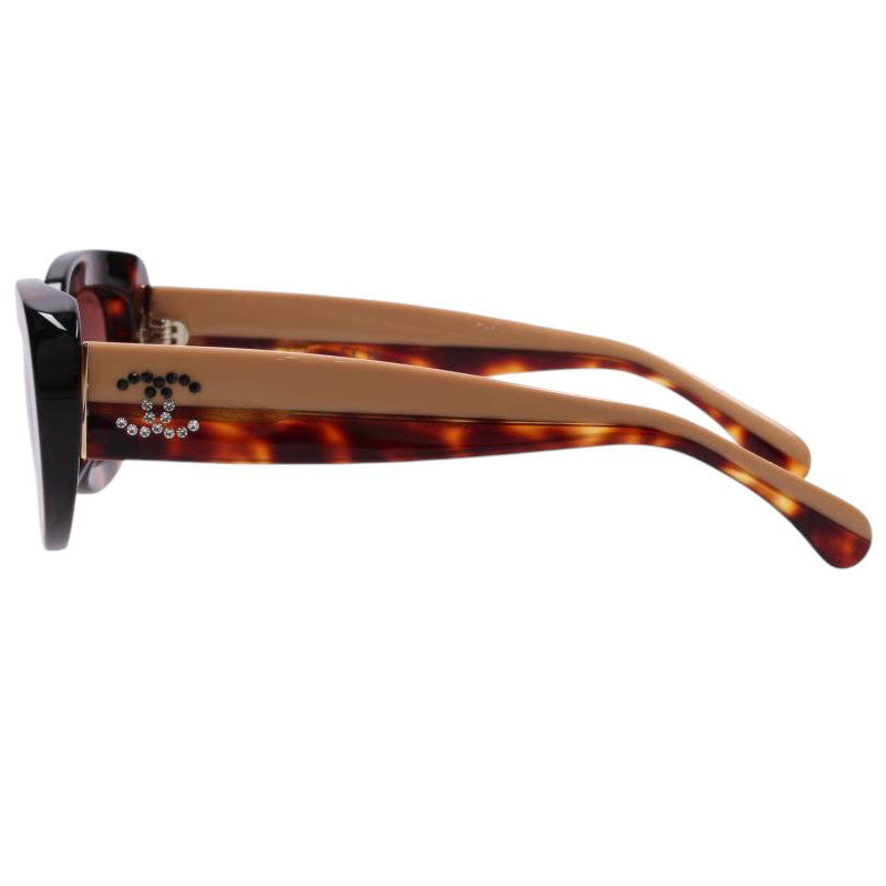 CHANEL Oval Shape Sunglasses Brown/Beige Size ONE SIZE