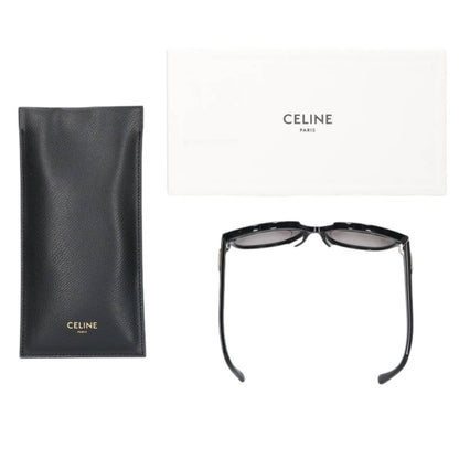 CELINE Triomphe Round Frame Sunglasses Black Gold Size 61