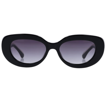 CHANEL Oval Shape Sunglasses Black White Size 53