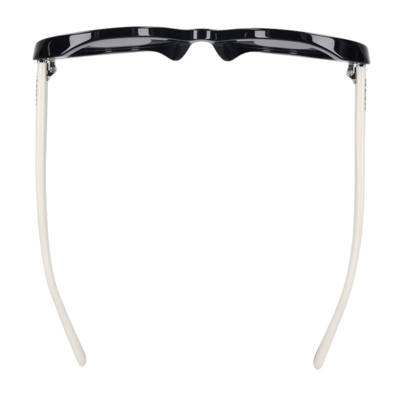 CHANEL Oval Shape Sunglasses Black White Size 53