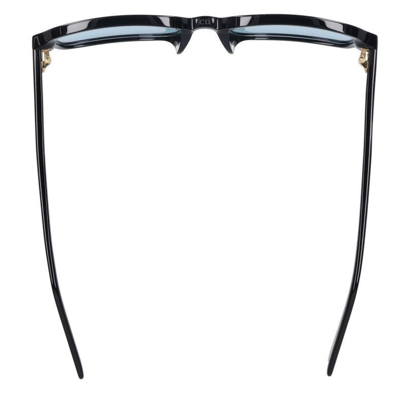 DIOR Side Logo Rectangular Shape Black Gold Sunglasses Size 55