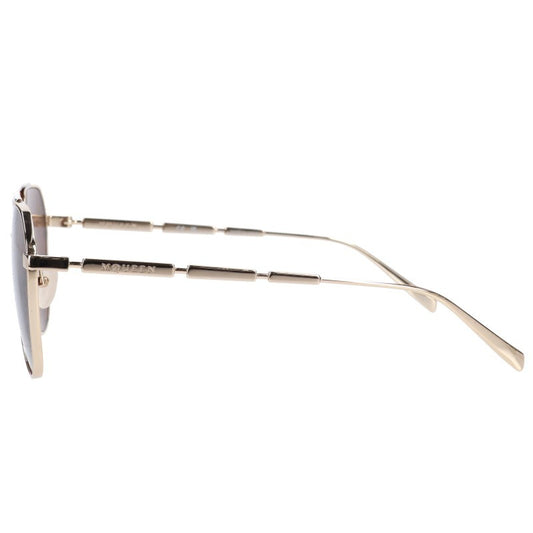 Alexander McQUEEN AM0478S Metal Sunglasses Gold Size 59