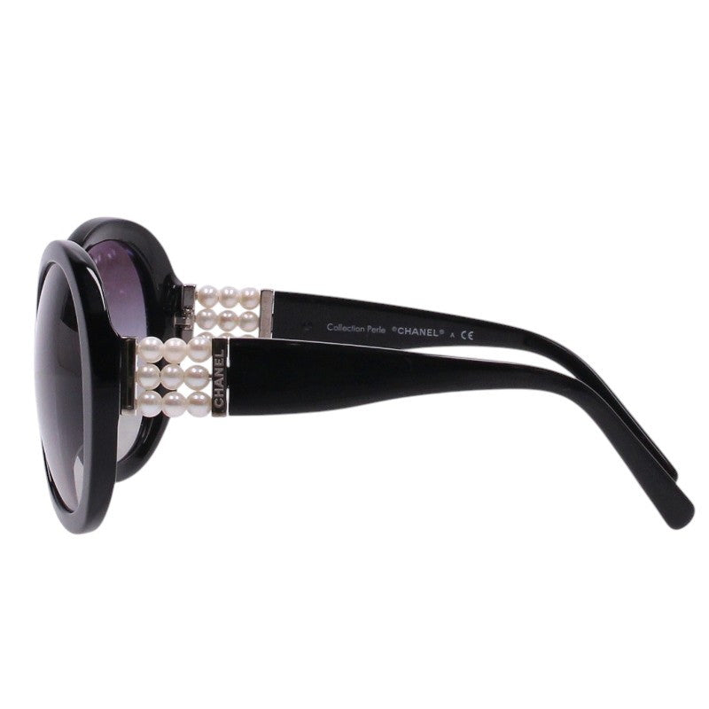 CHANEL 5159-H-A Faux Pearl Temple Sunglasses Black Size 56