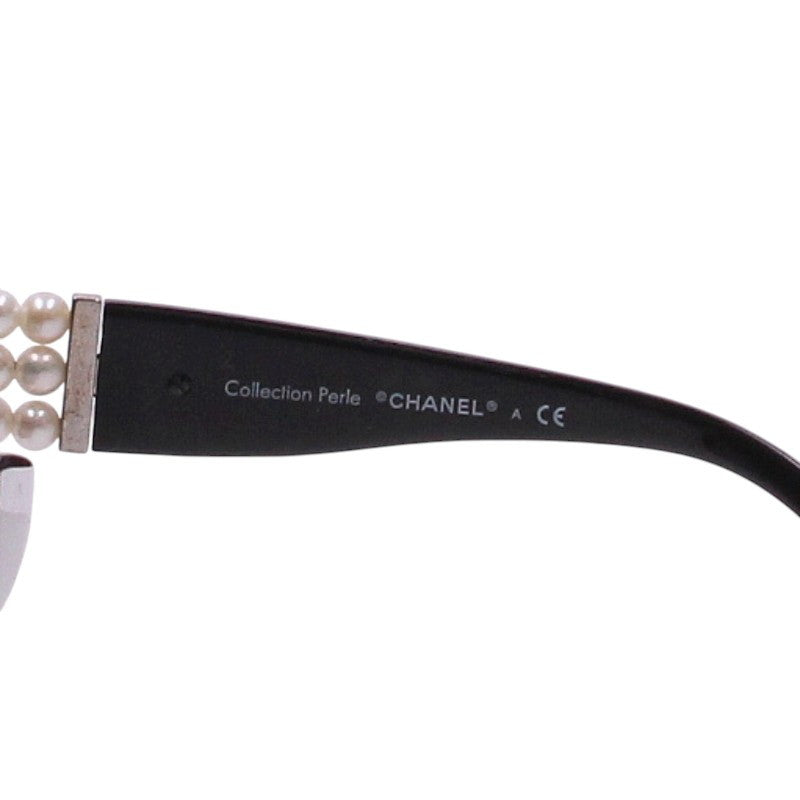 CHANEL 5159-H-A Faux Pearl Temple Sunglasses Black Size 56