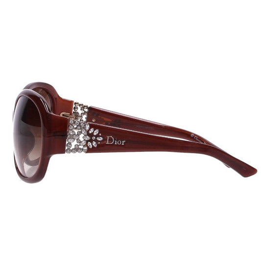 DIOR DELICACY Rhinestone Sunglasses Brown/Clear Size 60