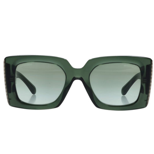 CHANEL Side Coco Mark Sunglasses Green Size 52