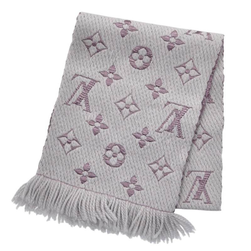 Louis Vuitton Logo scarf Pink x Gray