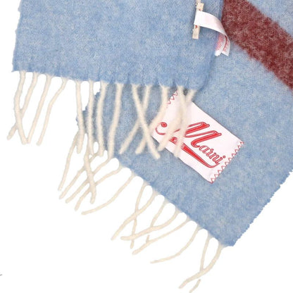 MARNI Alpaca Blend Fringe Scarf Blue Size ONE SIZE