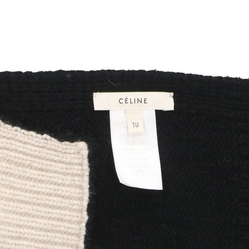 CELINE Cashmere Scarf White Black Size TU