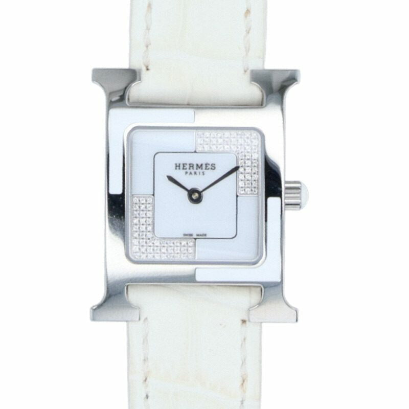 HERMES H Watch Au Carre SS Diamond Quartz Size ONE SIZE