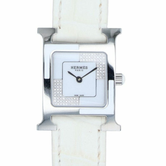 HERMES H Watch Au Carre SS Diamond Quartz Size ONE SIZE