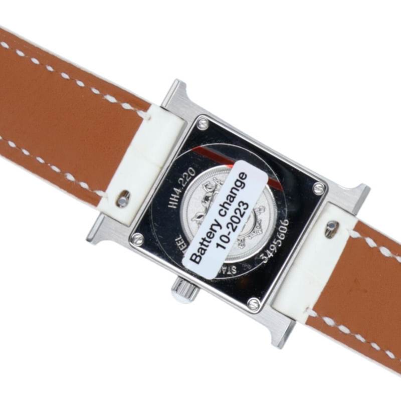 HERMES H Watch Au Carre SS Diamond Quartz Size ONE SIZE
