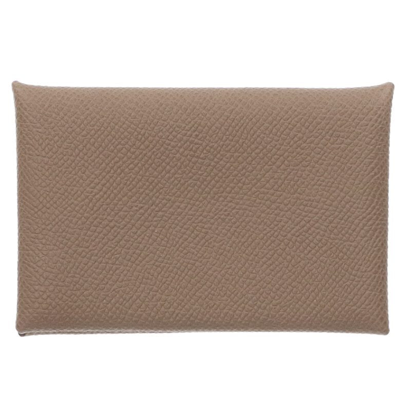 HERMES Calvi Veau Epsom Etoupe Card Case Size ONE SIZE