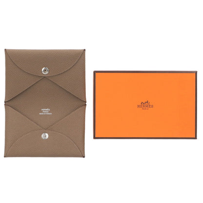 HERMES Calvi Veau Epsom Etoupe Card Case Size ONE SIZE