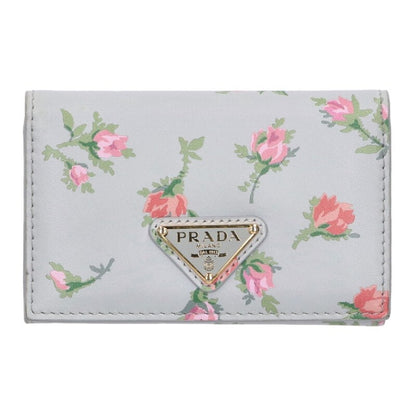 PRADA Flower Print Triangle Logo Card Case Size ONE SIZE