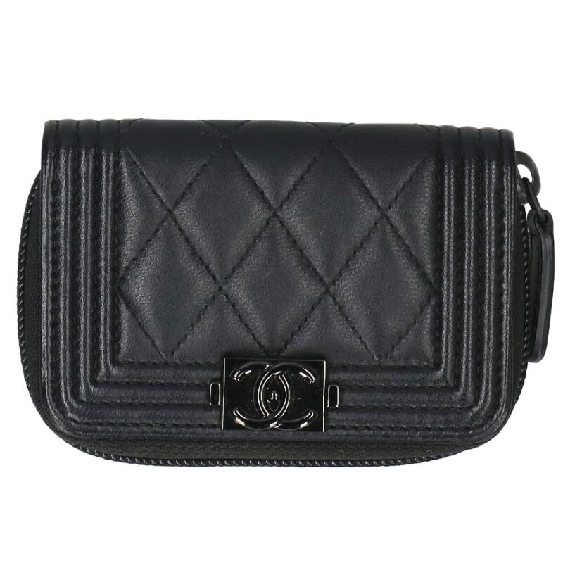 CHANEL Boy Chanel So Black Lambskin Card Case Size ONE SIZE