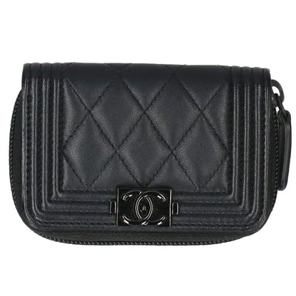 CHANEL Boy Chanel So Black Lambskin Card Case Size ONE SIZE