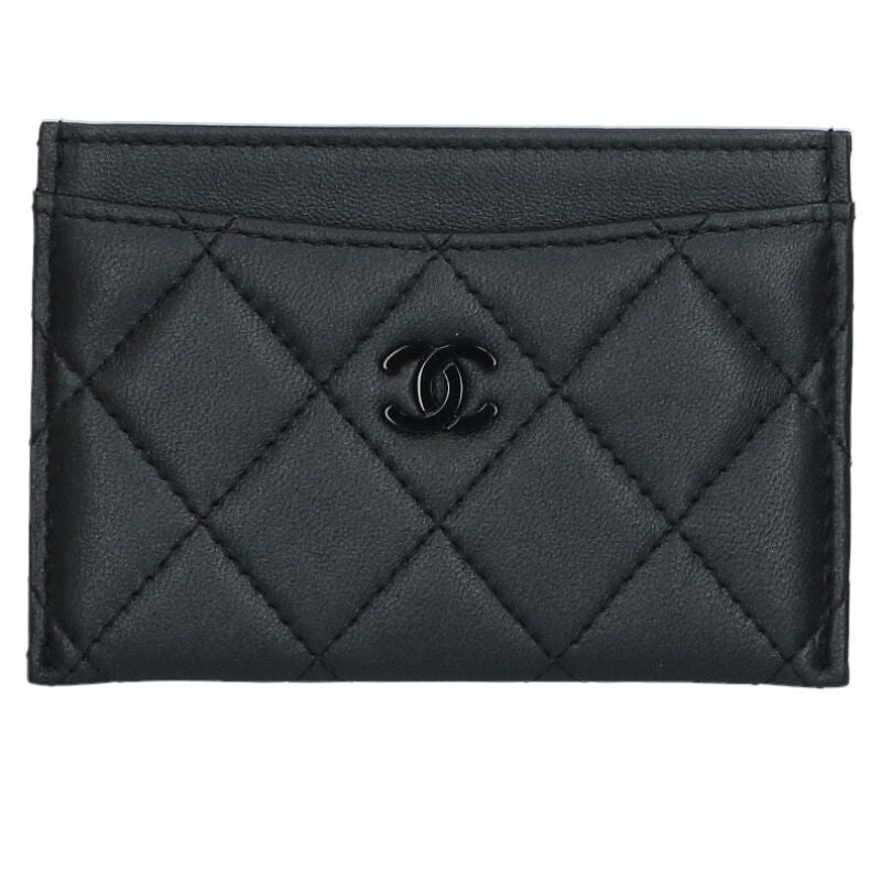 CHANEL Matelasse So Black Lambskin Card Case Size ONE SIZE