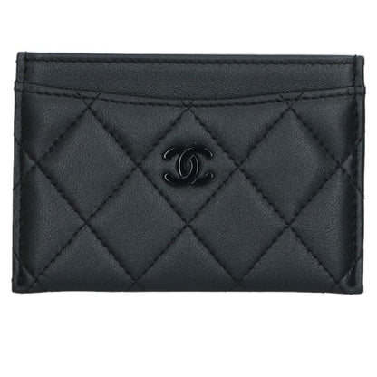 CHANEL Matelasse So Black Lambskin Card Case Size ONE SIZE