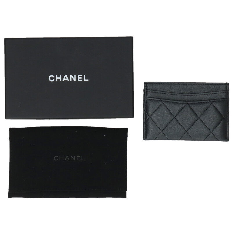 CHANEL Matelasse So Black Lambskin Card Case Size ONE SIZE