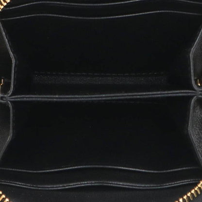 miumiu Matelasse Round Zip Card Case Black Size ONE SIZE