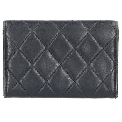 CHANEL Coco Mark Lambskin Holder Silver/Black Card Case Size ONE SIZE