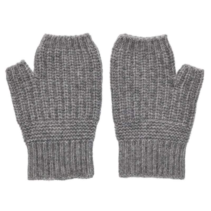 miumiu Wool Cashmere Knit Gloves Gray Size S