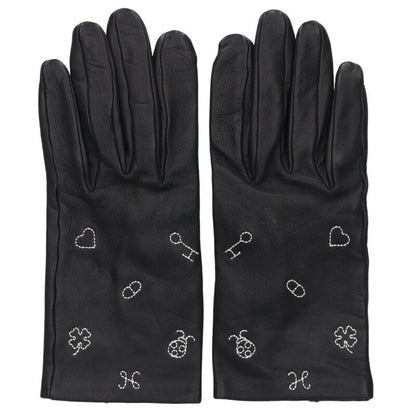 HERMES Lucky Charm Lambskin Leather Gloves Size ONE SIZE