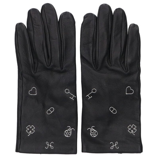 HERMES Lucky Charm Lambskin Leather Gloves Size ONE SIZE