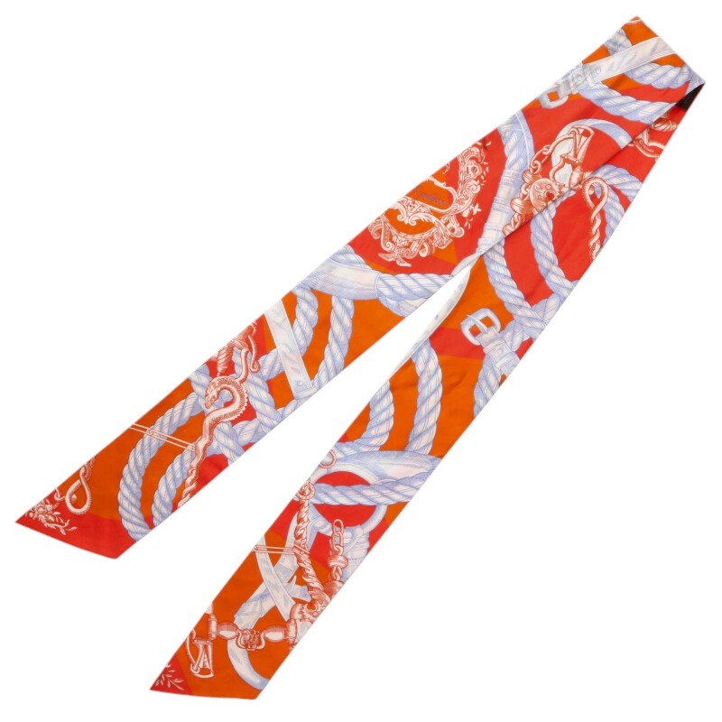 HERMES Della Cavalleria Silk Maxi Twilly Scarf Size ONE SIZE