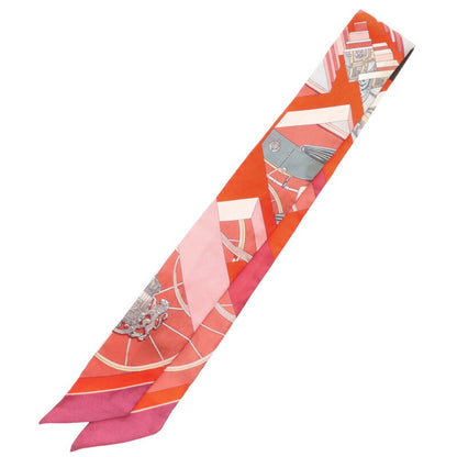 HERMES Springs Springs Silk Twilly Scarf Pink Size ONE SIZE