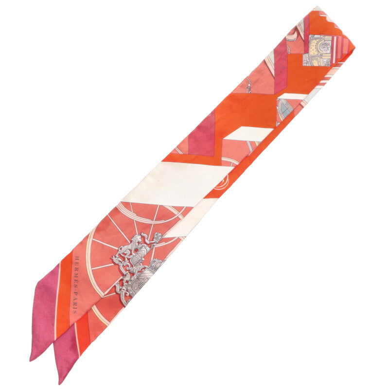 HERMES Springs Springs Silk Twilly Scarf Pink Size ONE SIZE