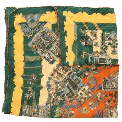 HERMES Pleated Carré 90 "Astres et Silk Scarf Size 90