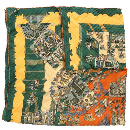 HERMES Pleated Carré 90 "Astres et Silk Scarf Size 90