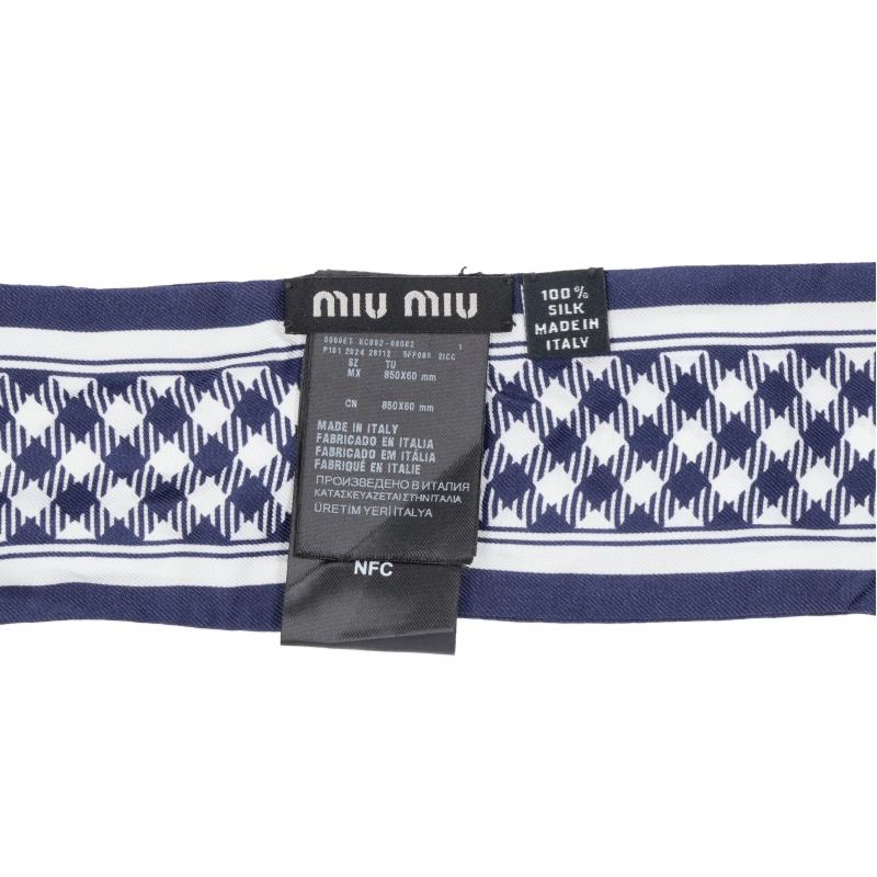 miumiu Check Twill Silk Scarf ONE SIZE Size ONE SIZE