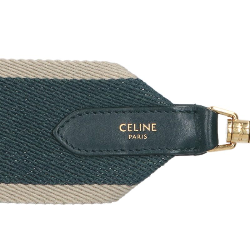 CELINE Textile & Calfskin Short Strap Green
