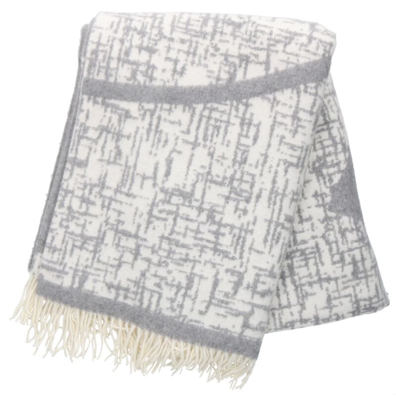 CHANEL Coco Mark Cashmere Fringe Blanket Gray
