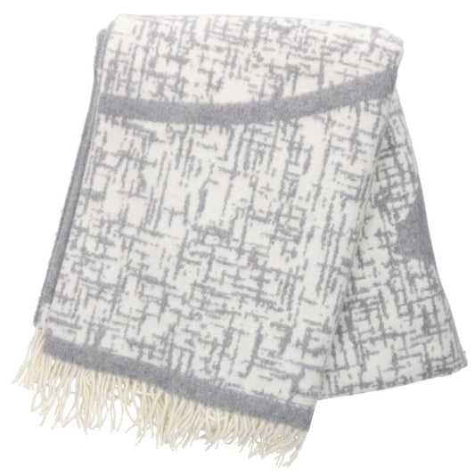 CHANEL Coco Mark Cashmere Fringe Blanket Gray