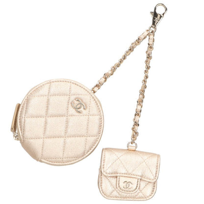 CHANEL Matelasse Coin & AirPods Case Gold Size ONE SIZE