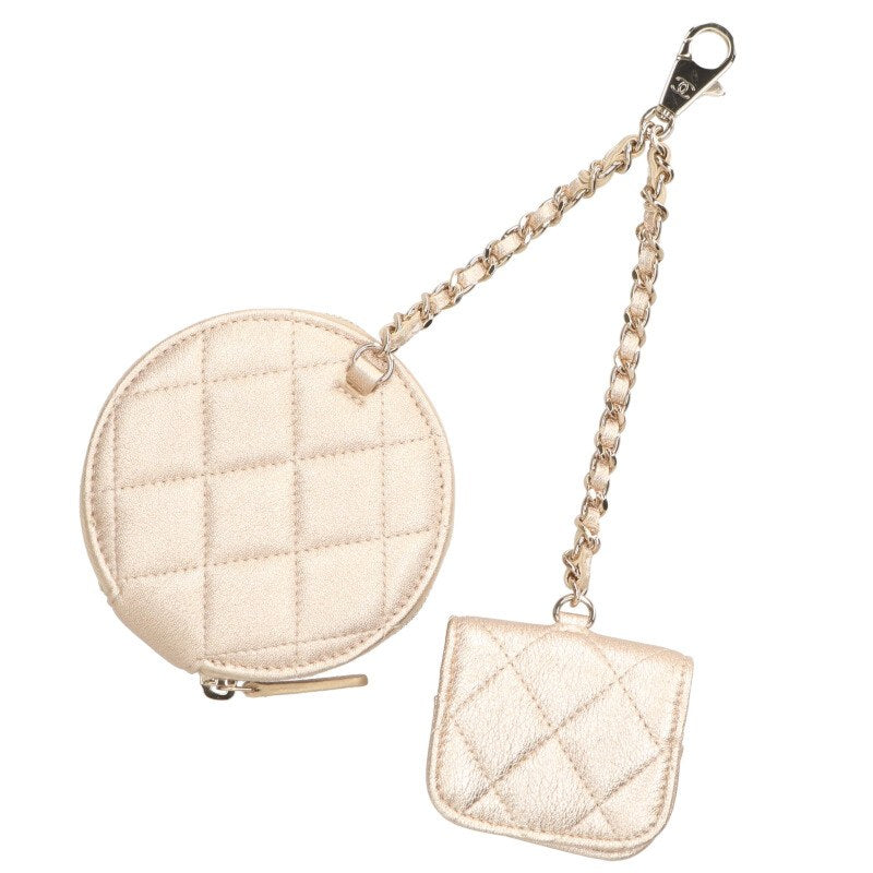 CHANEL Matelasse Coin & AirPods Case Gold Size ONE SIZE