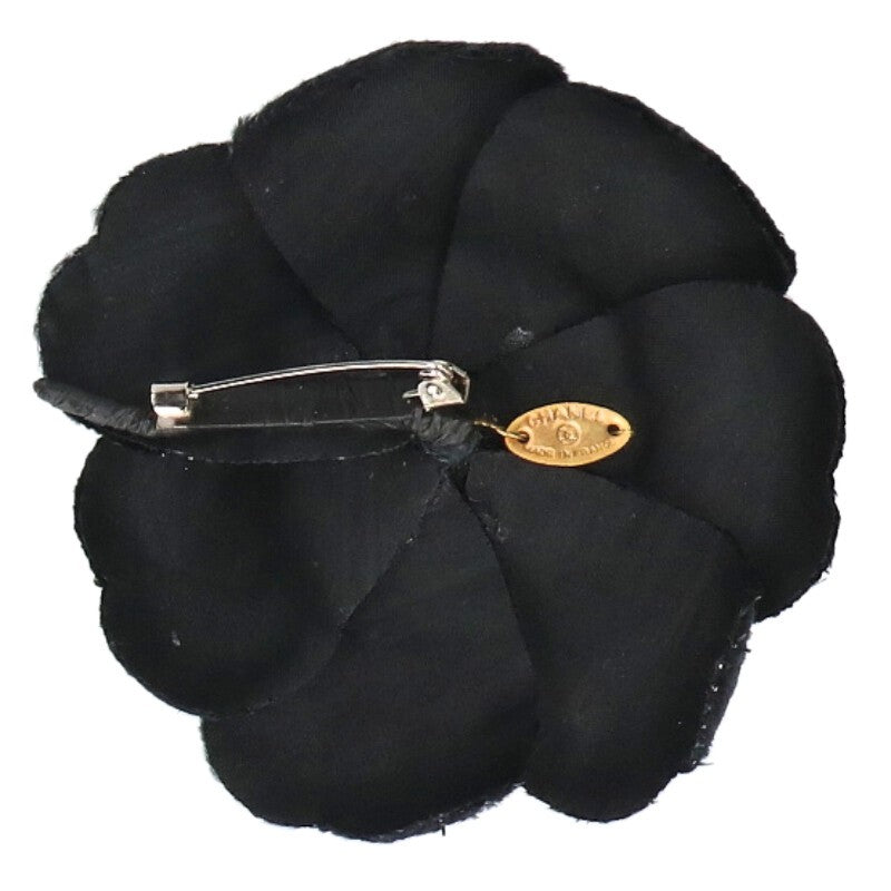 CHANEL Camellia Velour Brooch Black