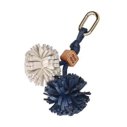 miumiu Leather Micro Trick Charm Navy/White Size ONE SIZE