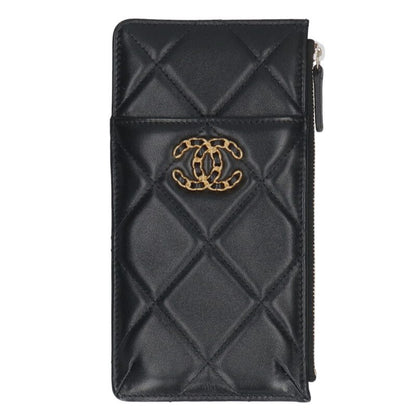 CHANEL 19 Phone & Card Holder Case Black/Gold Size ONE SIZE