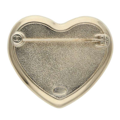 CHANEL A21B Coco Mark Faux Pearl Rhinestone Heart Brooch