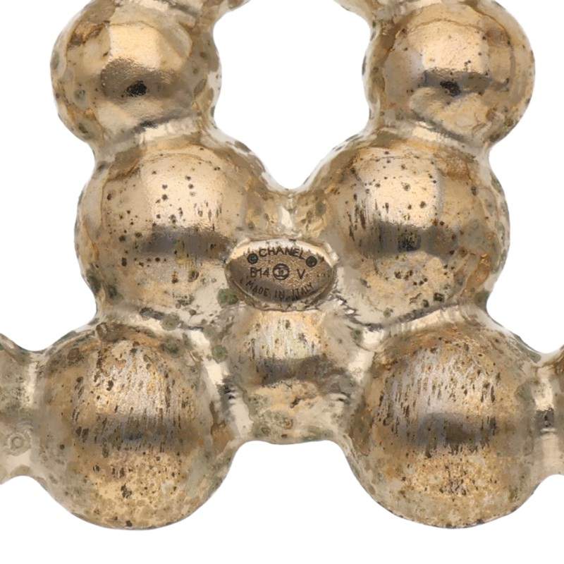 CHANEL B14V Coco Mark Faux Pearl Brooch White/Gold