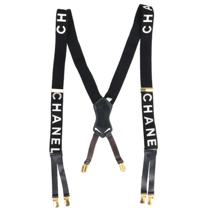 CHANEL Coco Mark Logo Suspenders Black